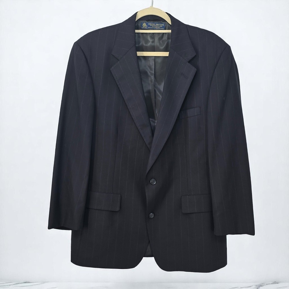 VTG‎ Brooks Brothers Pinstripe Blazer Two Button Wool Sport Coat Men 44R USA